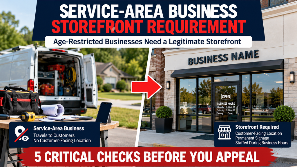 service-area business storefront requirement for age-restricted GBP cases